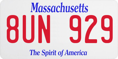 MA license plate 8UN929