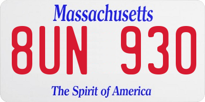 MA license plate 8UN930