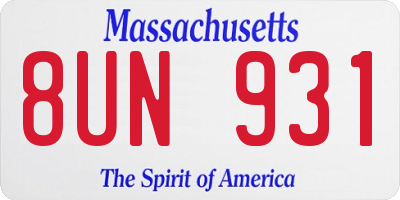 MA license plate 8UN931