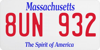 MA license plate 8UN932