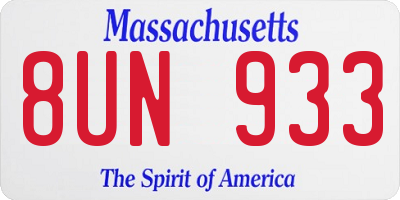 MA license plate 8UN933