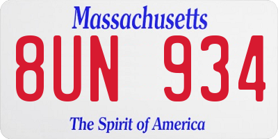 MA license plate 8UN934