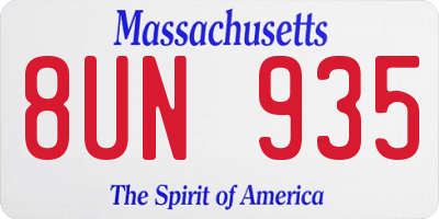 MA license plate 8UN935