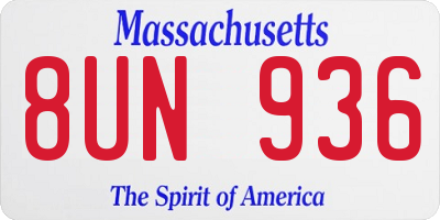 MA license plate 8UN936