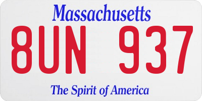 MA license plate 8UN937