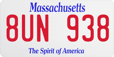 MA license plate 8UN938