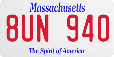 MA license plate 8UN940