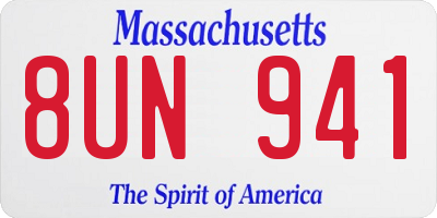 MA license plate 8UN941