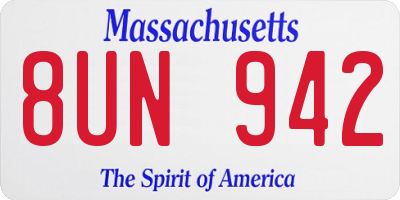 MA license plate 8UN942