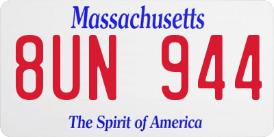MA license plate 8UN944