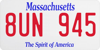 MA license plate 8UN945
