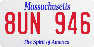 MA license plate 8UN946