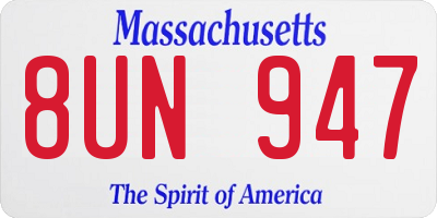 MA license plate 8UN947