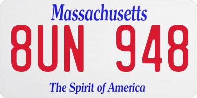 MA license plate 8UN948
