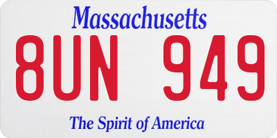 MA license plate 8UN949