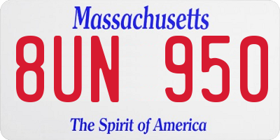 MA license plate 8UN950