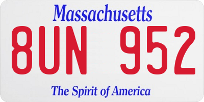 MA license plate 8UN952