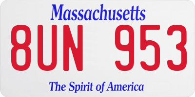 MA license plate 8UN953