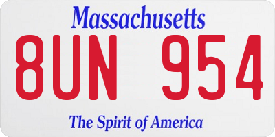 MA license plate 8UN954
