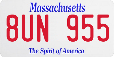 MA license plate 8UN955