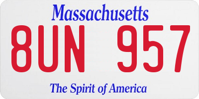 MA license plate 8UN957