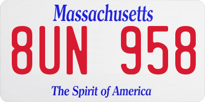 MA license plate 8UN958