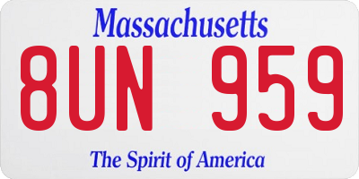 MA license plate 8UN959