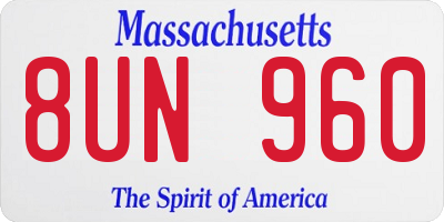 MA license plate 8UN960