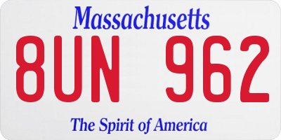 MA license plate 8UN962