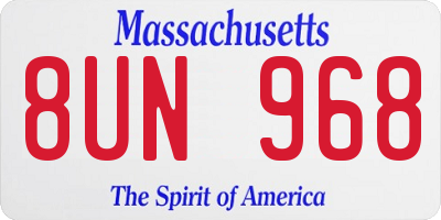 MA license plate 8UN968