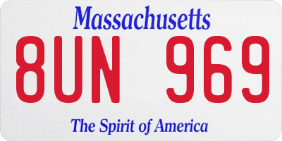 MA license plate 8UN969