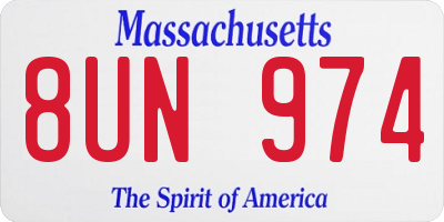 MA license plate 8UN974