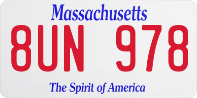 MA license plate 8UN978