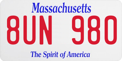 MA license plate 8UN980