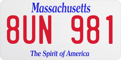 MA license plate 8UN981