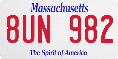 MA license plate 8UN982