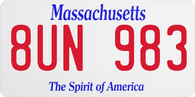 MA license plate 8UN983