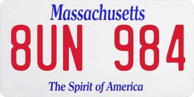 MA license plate 8UN984