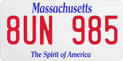 MA license plate 8UN985