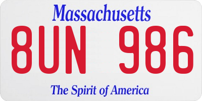 MA license plate 8UN986