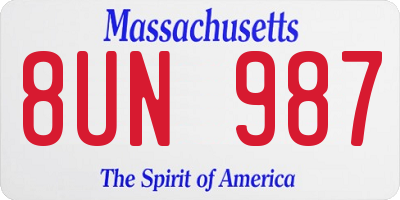 MA license plate 8UN987