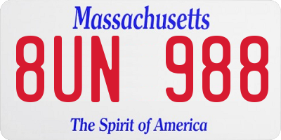 MA license plate 8UN988