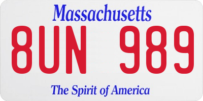 MA license plate 8UN989