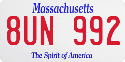 MA license plate 8UN992