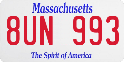 MA license plate 8UN993