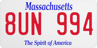 MA license plate 8UN994