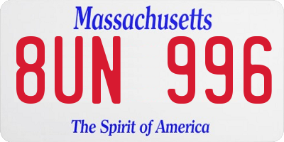 MA license plate 8UN996