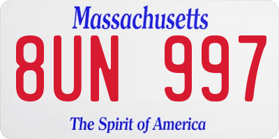 MA license plate 8UN997