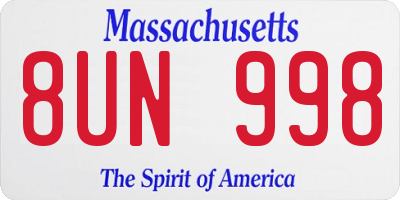 MA license plate 8UN998