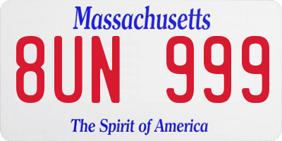 MA license plate 8UN999